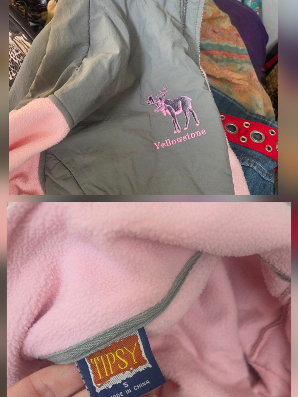 Tipsy Yellowstone Pink & Gray Fleece-Lined Jacket